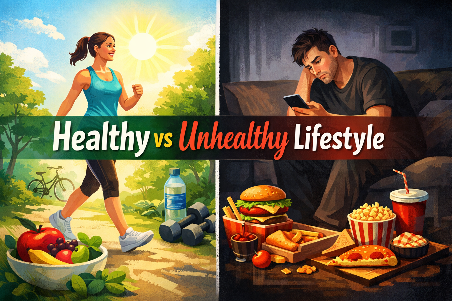 Home Healthy vs Unhealthy Lifestyle