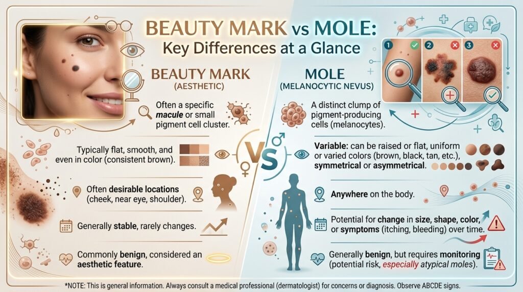 Beauty Mark vs Mole: A Simple Guide to Spot the Difference Beauty Mark vs Mole
